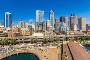 paisagem urbana da cidade de Seattle no centro da cidade no estado de Washington, EUA foto