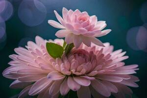 dois Rosa flores estão dentro uma vaso. gerado por IA foto