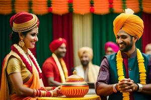 indiano Casamento cerimônia. gerado por IA foto