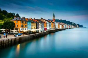 a cidade do Bergen, Noruega. gerado por IA foto