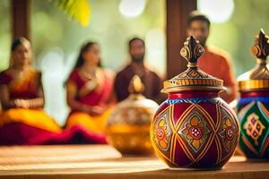 indiano Casamento cerimônia dentro Kerala. gerado por IA foto