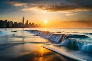 a cidade Horizonte dentro dubai, uae, a Unidos árabe emirados, o. gerado por IA foto