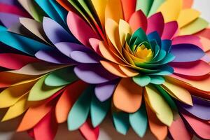 uma colorida flor fez Fora do papel. gerado por IA foto