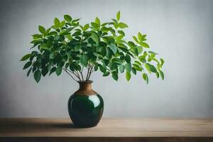 uma verde plantar dentro uma vaso em uma mesa. gerado por IA foto