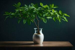 uma em vaso plantar dentro uma vaso em uma mesa. gerado por IA foto