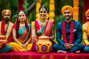 indiano Casamento dentro Mumbai. gerado por IA foto