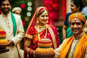 indiano Casamento cerimônia dentro Bangalore. gerado por IA foto