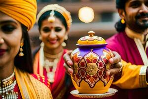 indiano Casamento cerimônia. gerado por IA foto