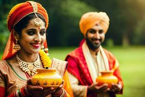 indiano Casamento tradições. gerado por IA foto