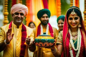 indiano Casamento dentro Bangalore. gerado por IA foto