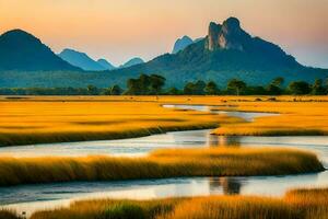 a montanhas do khao sim, Laos. gerado por IA foto