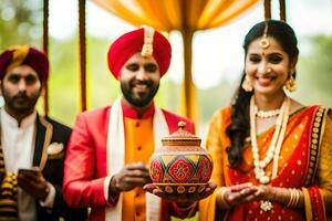 indiano Casamento cerimônia dentro Índia. gerado por IA foto