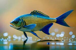 uma peixe é natação dentro a água. gerado por IA foto