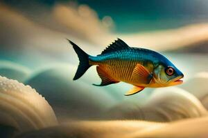 uma peixe natação dentro a oceano. gerado por IA foto