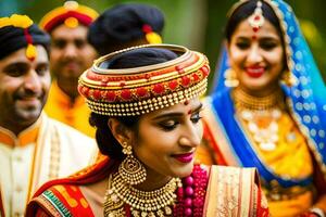 indiano Casamento dentro Índia. gerado por IA foto