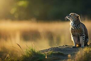 a guepardo é a o mais rápido terra animal dentro a mundo. gerado por IA foto