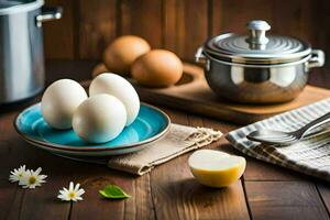 quão para cozinhar ovos dentro a microondas. gerado por IA foto