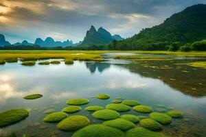 a li rio dentro China. gerado por IA foto