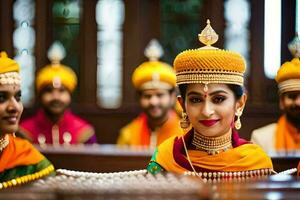 indiano Casamento cerimônia dentro Bangalore. gerado por IA foto