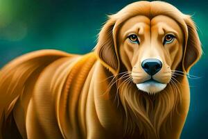 uma dourado retriever é mostrando dentro isto digital pintura. gerado por IA foto