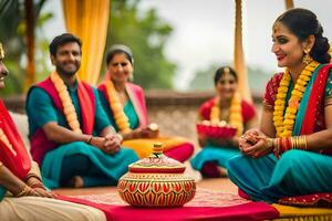 indiano Casamento cerimônia dentro Mumbai. gerado por IA foto