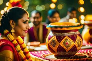 indiano Casamento dentro Bangalore. gerado por IA foto