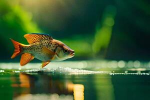 uma peixe é natação dentro a água. gerado por IA foto