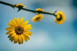 amarelo flor contra uma azul céu. gerado por IA foto