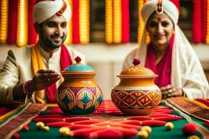 indiano Casamento dentro Délhi. gerado por IA foto