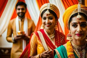 indiano Casamento dentro Mumbai. gerado por IA foto