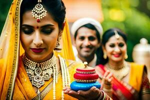 indiano Casamento dentro Mumbai. gerado por IA foto