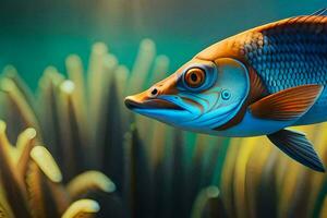 a artístico pintura do uma peixe natação dentro a oceano. gerado por IA foto