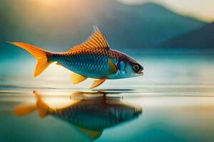 uma peixe é natação dentro a água. gerado por IA foto