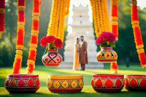 indiano Casamento decoração Ideias. gerado por IA foto