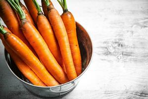 fresco cenouras dentro cesta. foto