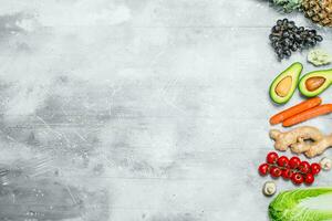 saudável Comida. variedade do orgânico frutas e legumes. foto