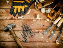 construção unhas em a mesa. foto