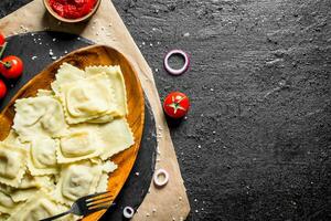 italiano Ravioli com vitela. foto