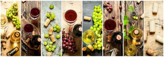 Comida colagem do vermelho e branco vinho. foto