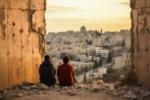 erodido paredes silenciosamente narrando contos do resiliência dentro dividido leste Jerusalém foto