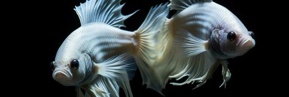 aquático elegância - deslumbrante detalhe do betta peixe em Preto fundo. generativo ai, foto