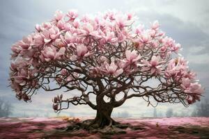 florescente florido magnólia árvore. gerar ai foto