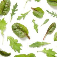 verde folhas do salada misturar em branco fundo. foto