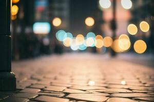 bokeh luz em a rua fundo. ai generativo pró foto