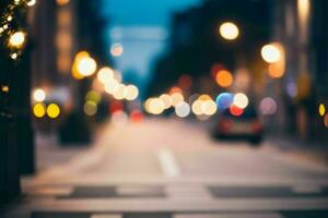 bokeh luz em a rua fundo. ai generativo pró foto