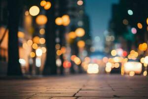 bokeh luz em a rua fundo. ai generativo pró foto