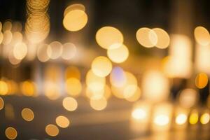 ouro bokeh luz em a rua fundo. ai generativo pró foto