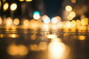 ouro bokeh luz em a rua fundo. ai generativo pró foto