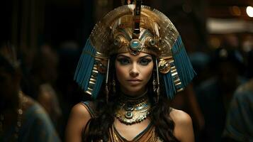 lindo mulher dentro egípcio estilo roupas. luxo estilo de vida. moda tomada. foto