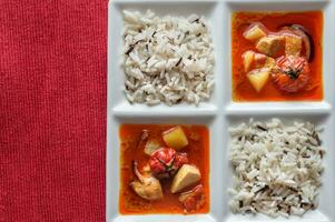 tailandês amarelo Curry com frango e arroz foto